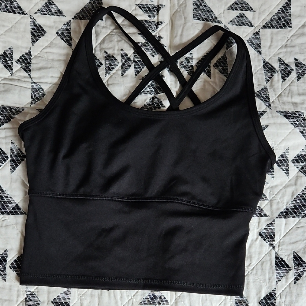 POP Fit Black Cross-Back Sports Bra